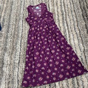 Vintage capacity double breasted Maxi sleeveless dress sz PS Purple pink flower